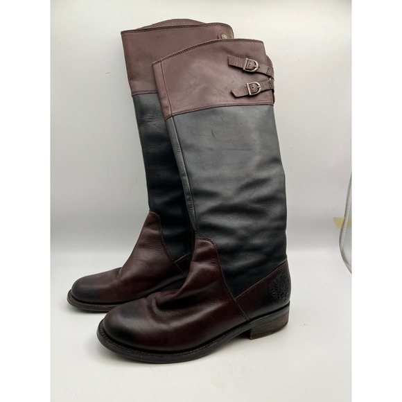 Vince Camuto Shoes - Vince Camuto Tri-Tone Leather Riding Boots Buckle Tall Equestrian Womens 7B/37